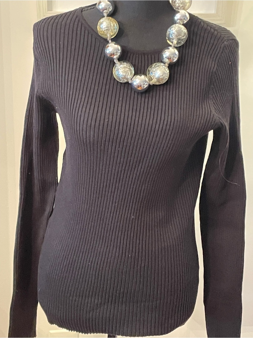NWT Talovee Ribbed Long Sleeve Top in Black Large